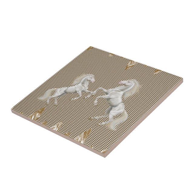 Carreau Carrelage en céramique Chevaux blancs Beige (Côté)