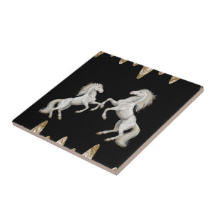 Carreau Carrelage en céramique Chevaux blancs Or noir