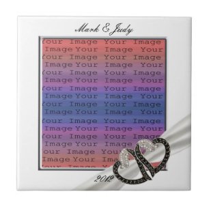 Carreau Carrelage en céramique Coeurs Diamants Noir & Blan