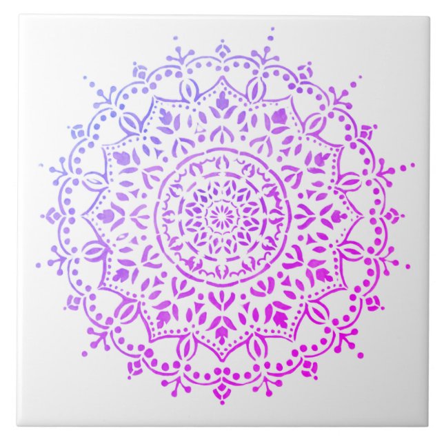 Carreau Carrelage en céramique coloré à motifs floraux (Devant)