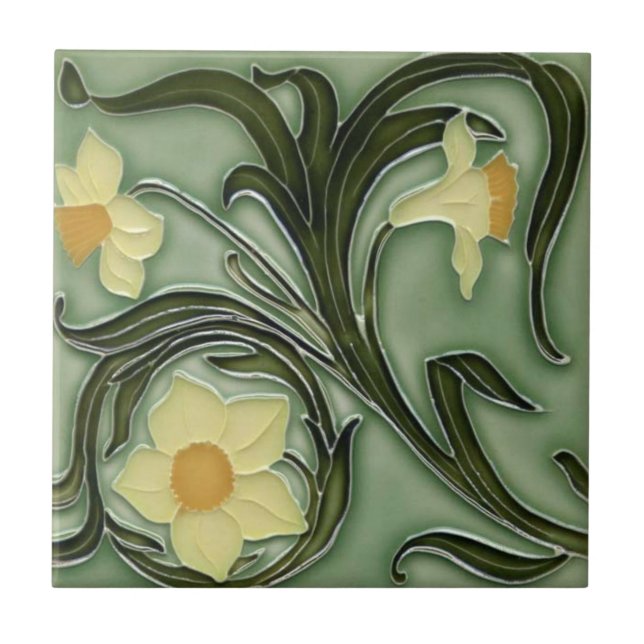 Carreau Carrelage en céramique - Daffodiques Art Nouveau 2 (Devant)