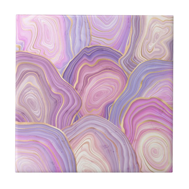 Carreau Carrelage en céramique d'Agate Or Lilac (Devant)