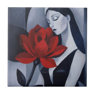 Carreau Carrelage en céramique d'art moderne femme à la ro