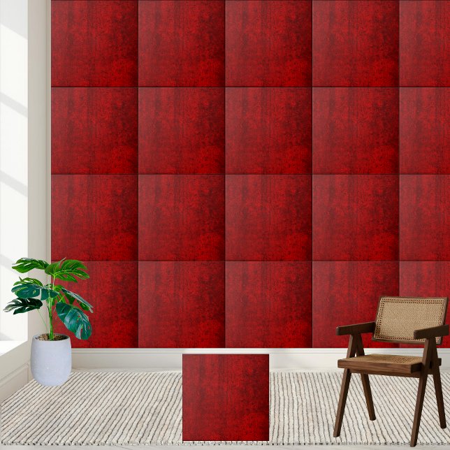 Carreau Carrelage en céramique de broyage rouge Rustique (Rustic Crimson Red Grunge Texture Ceramic Tile)