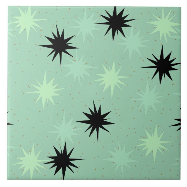 Carreau Carrelage en céramique de Jade Atomique et Starbur (Devant)