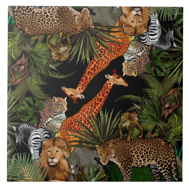 Carreau Carrelage en céramique de la faune africaine (Devant)