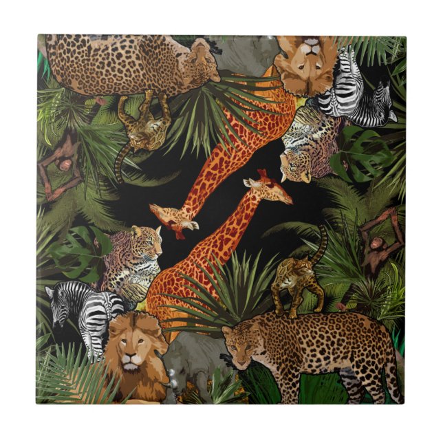 Carreau Carrelage en céramique de la faune africaine (Devant)