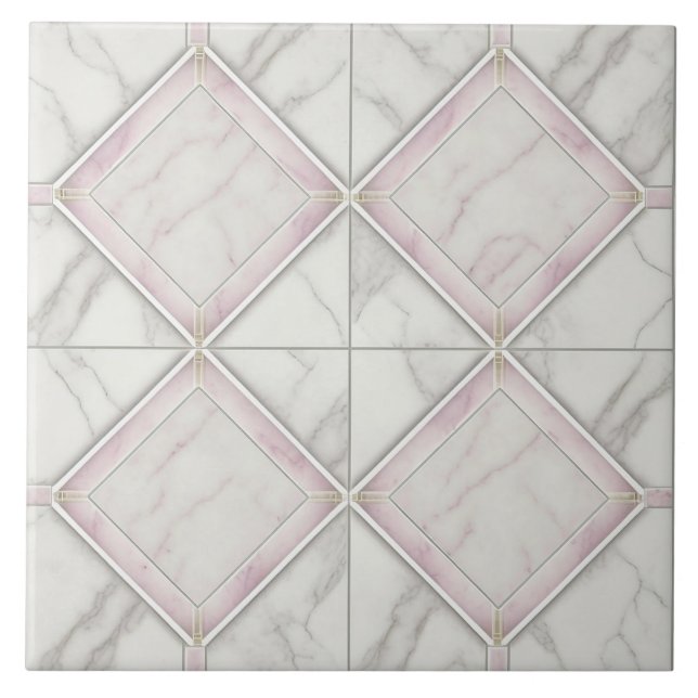 Carreau Carrelage en céramique de marbre rose blanc pour g (Devant)