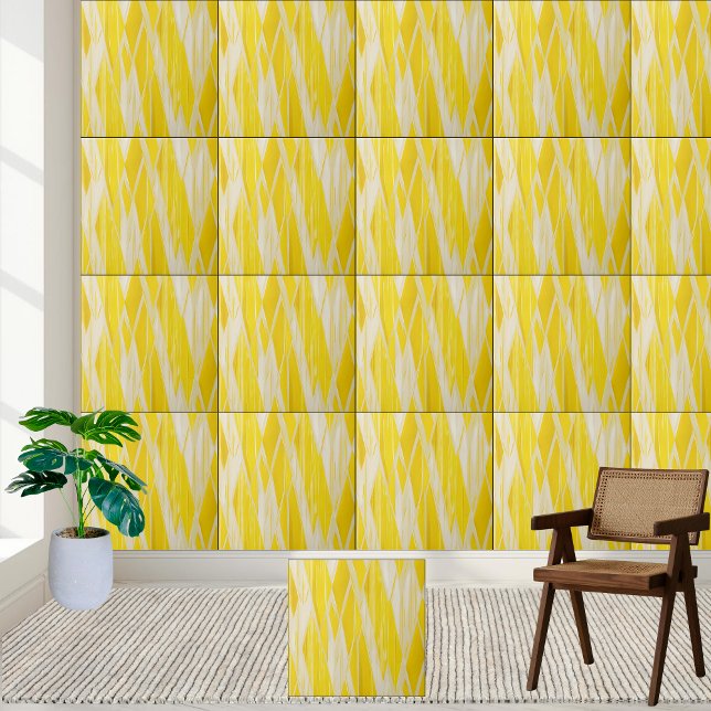 Carreau Carrelage en céramique de Motif de diamant géométr (Yellow Geometric Diamond Pattern Ceramic Tile)