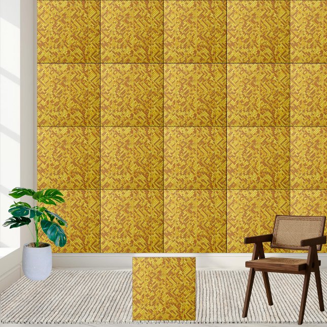 Carreau Carrelage en céramique de Motif géométrique Golden (Golden Woven Geometric Pattern Ceramic Tile)