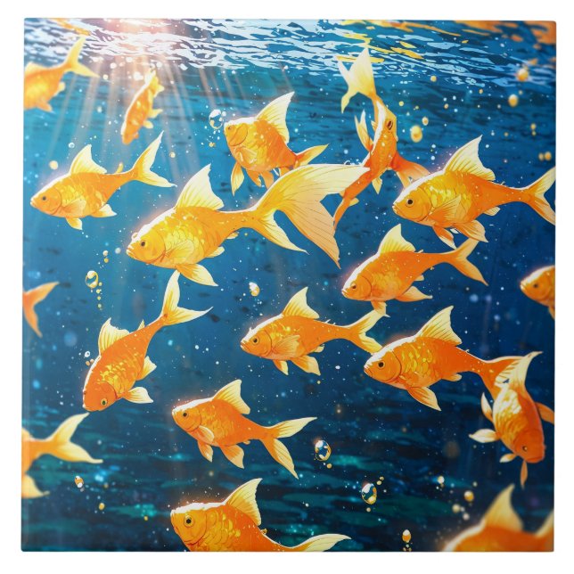Carreau Carrelage en céramique de poisson doré (Devant)