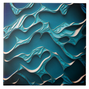 Carreau Carrelage en céramique décorative " Vagues Turquoi