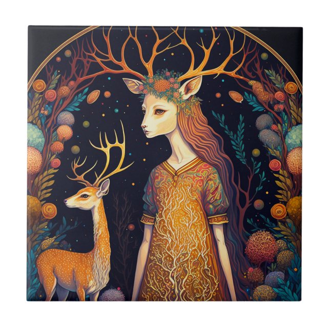 Carreau Carrelage en céramique Deer Lady Imaginaire (Devant)