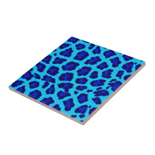Carreau Carrelage en céramique Empreinte de léopard bleu c
