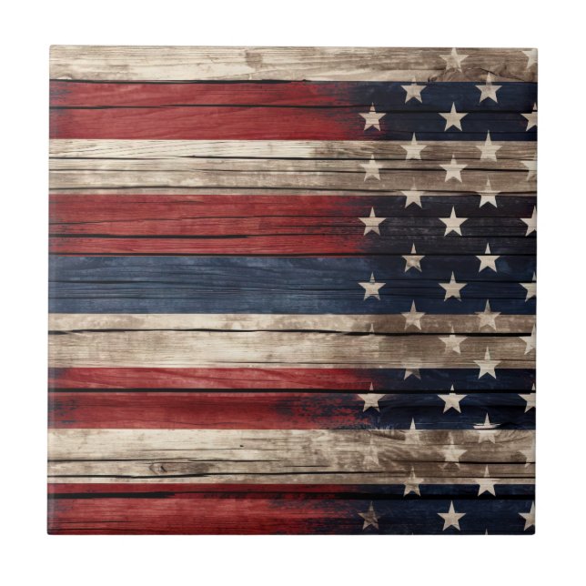 Carreau Carrelage en céramique en bois patriotique (Devant)