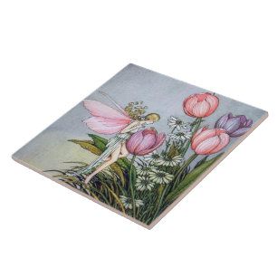 Carreau Carrelage en céramique Fée aux tulipes