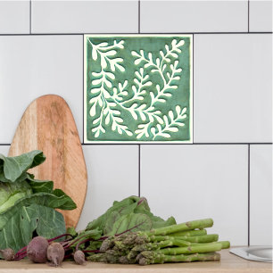 Carreau Carrelage en céramique feuille vert et blanc