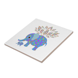 Carreau Carrelage en céramique Floral Blue Elephant