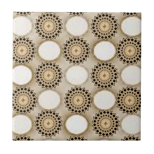 Carreau Carrelage en céramique Floral Rond Beige (Devant)