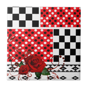 Carreau Carrelage en céramique Floral Rose rouge