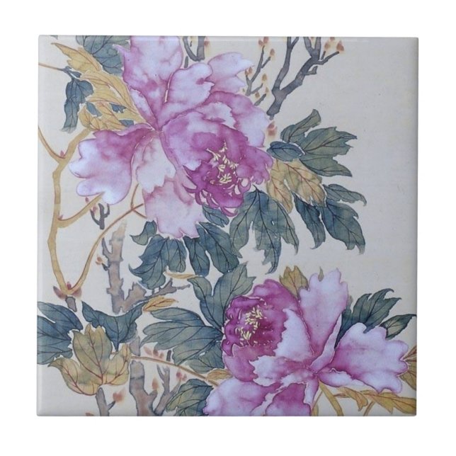 Carreau Carrelage en céramique florale, petit (4,25 po x 4 (Devant)