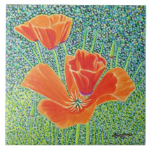 Carrelage en céramique, grand coquelicot, petit co