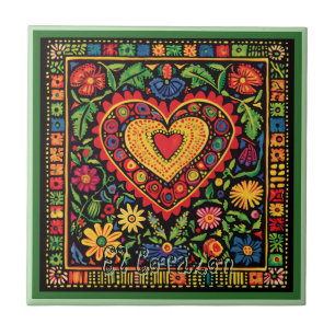 Carreau Carrelage en céramique Huichol Loteria El Corazon