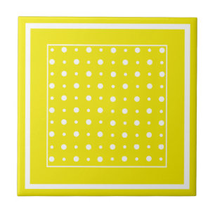 Carreau Carrelage en céramique jaune citron, Pois blancs