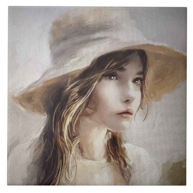 Carreau Carrelage en céramique Jeune Femme (Devant)