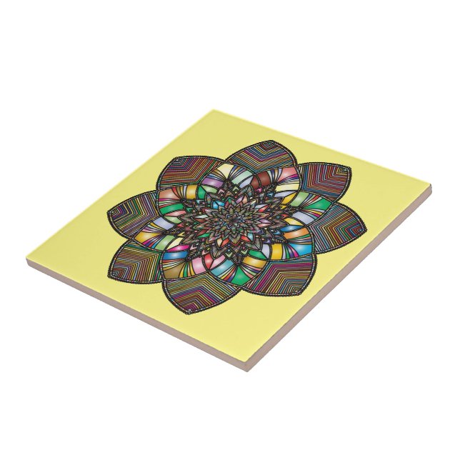 Carreau Carrelage en céramique Mandala coloré (Côté)
