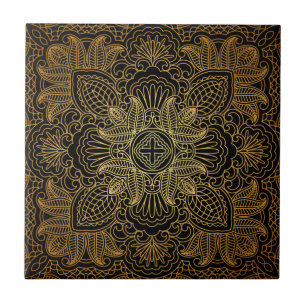 Carreau Carrelage en céramique Mandala or