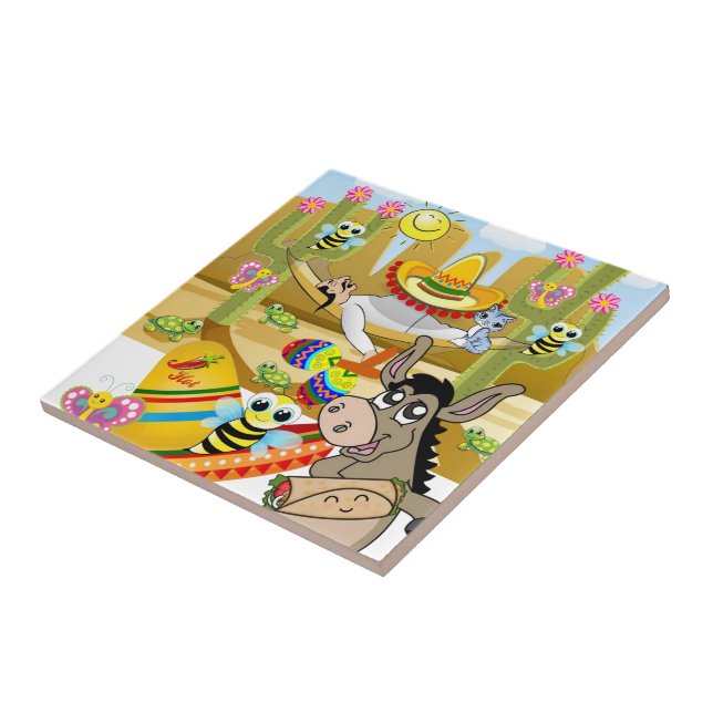 Carreau Carrelage en céramique Mexicain Donkey Soleil Butt (Côté)