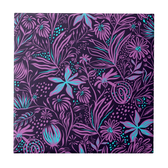 Carreau Carrelage en céramique moderne néon violet (Devant)