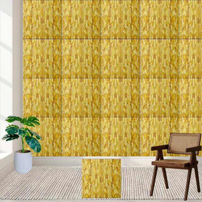 Carreau Carrelage en céramique Motif d'or géométrique (Geometric Gold Pattern Ceramic Tile)