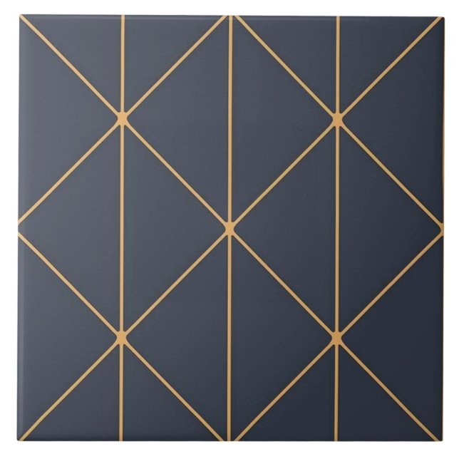 Carreau Carrelage en céramique - Motif géométrique or et b (Devant)