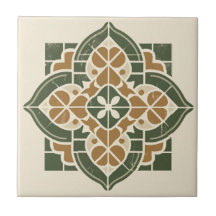 Carrelage en céramique Motif géométrique vert, or 