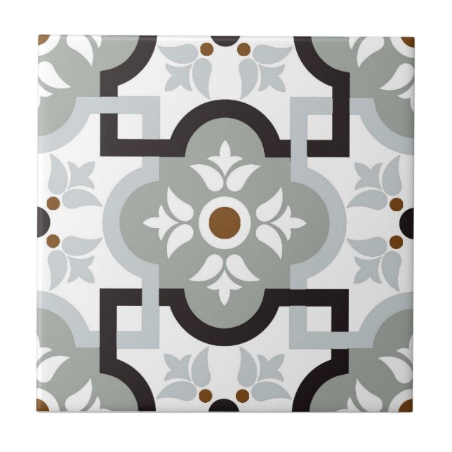 Carreau Carrelage en céramique - Motif gris vert rouille n (Devant)