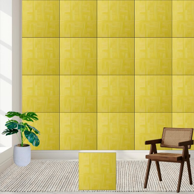 Carreau Carrelage en céramique Motif jaune soleil (Sunny Yellow Woven Pattern Ceramic Tile)
