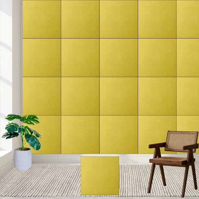 Carreau Carrelage en céramique Motif Jaune Sunny Abstrait (Sunny Yellow Abstract Leaf Pattern Ceramic Tile)