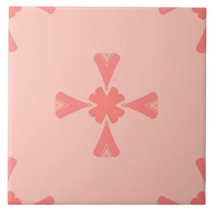 Carreau Carrelage en céramique - Motif rose et jaune