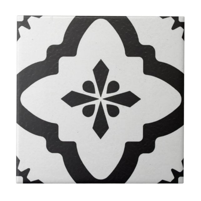 Carreau Carrelage en céramique - Motif victorien noir et b (Devant)