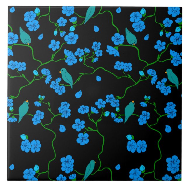 Carreau Carrelage en céramique Oiseaux & Fleurs (Devant)