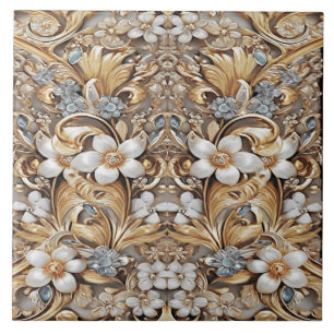 Carreau Carrelage en céramique or blanc