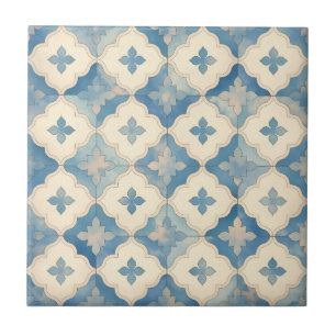 Carreau Carrelage en céramique orné bleu et beige