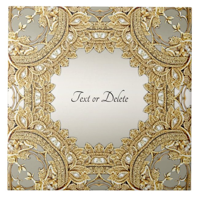 Carreau Carrelage en céramique ornée d'or (Devant)