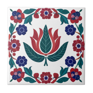 Carreau Carrelage en céramique ottoman rouge et bleu Tulip