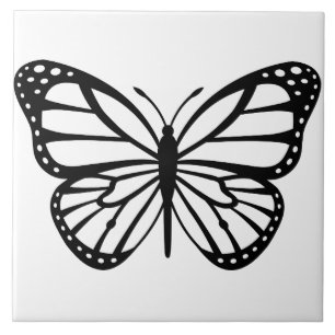 Carreau Carrelage en céramique - Papillon noir et blanc