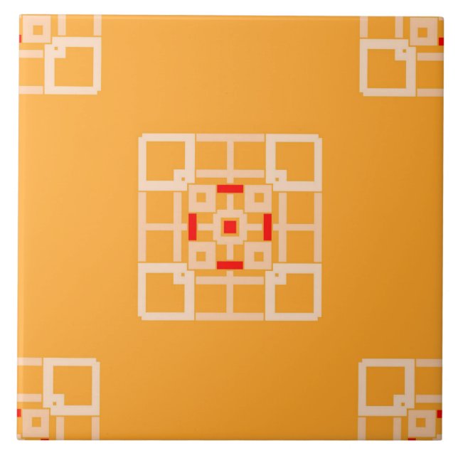Carreau Carrelage en céramique - Pêche et rouge sur Motif  (Devant)