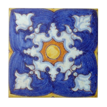 Carrelage en céramique peinte à la main avec bleu