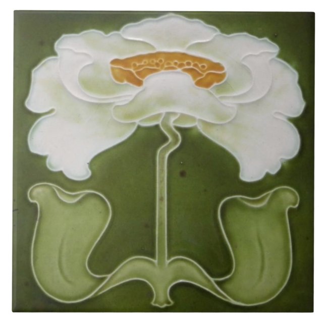 Carreau Carrelage en céramique - Peony blanc Art Nouveau (Devant)